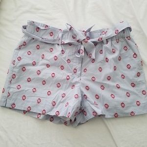 Loft Red, White, and Blue Paper Bag Shorts